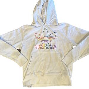 Adidas Love Unites White Hoodie with Rainbow Logo Adult Small (Runs Small)